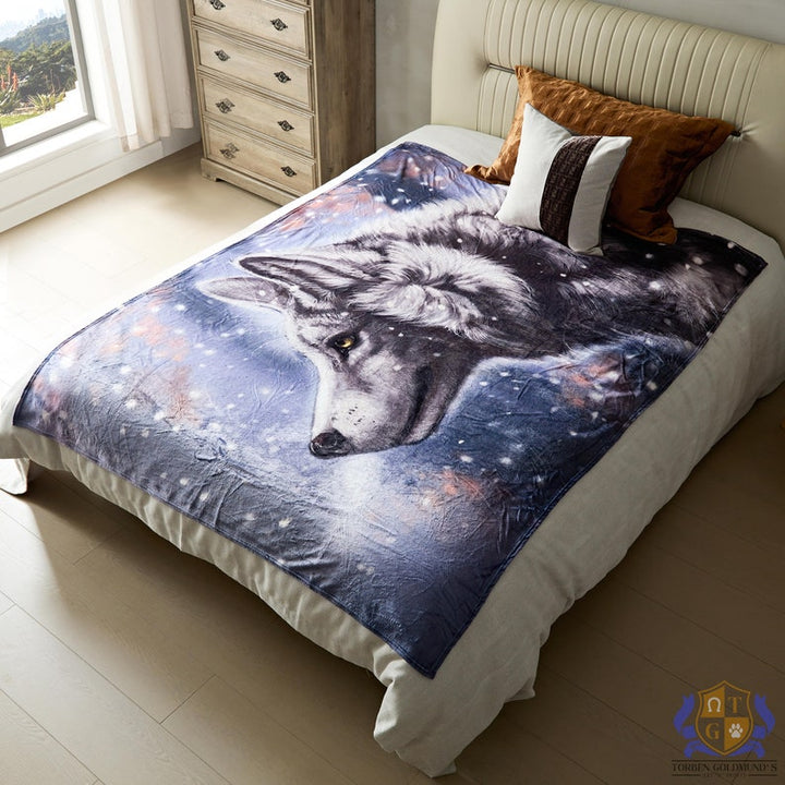 Furry Wolf Soft Blanket, Fall Blanket, Animal Blanket, Fuzzy Blanket, Cottagecore Blanket, Camping Blanket, Bed Throw Blanket