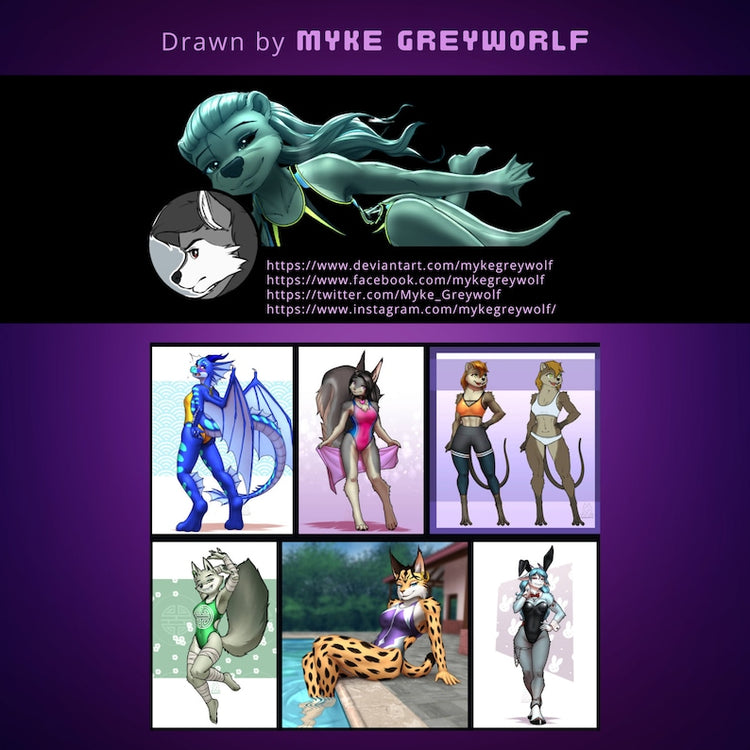 Ruby Sea Creature Dakimakura Furry Body Pillow Cover by MykeGreywolf