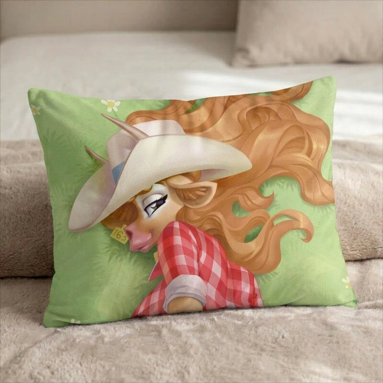 Jesse the Cow Female Head Pillow Cover back US standard pillow mockup