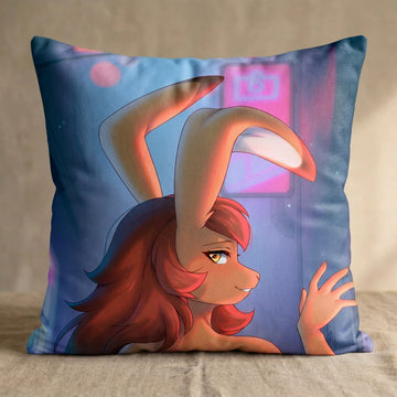 Jessie the Bunny Female Head Pillow Cover back square pillow mockup