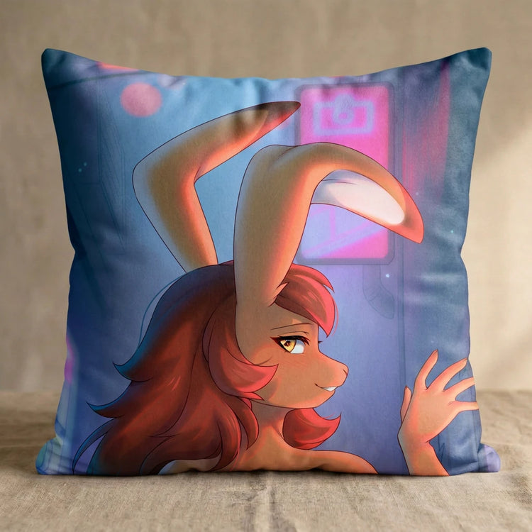 Jessie the Bunny Female Head Pillow Cover back square pillow mockup