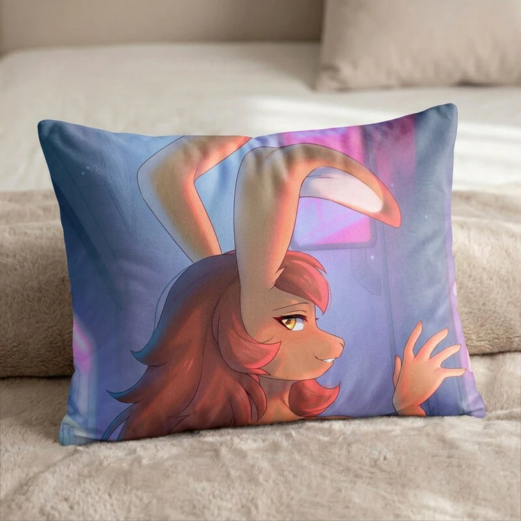 Jessie the Bunny Female Head Pillow Cover back US standard pillow mockup
