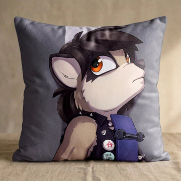 Joseph the Raccoon Male Head Pillow Cover back square pillow mockup