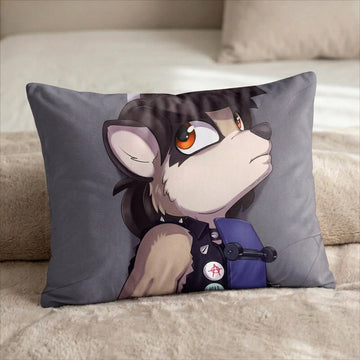 Joseph the Raccoon Male Head Pillow Cover back US standard pillow mockup