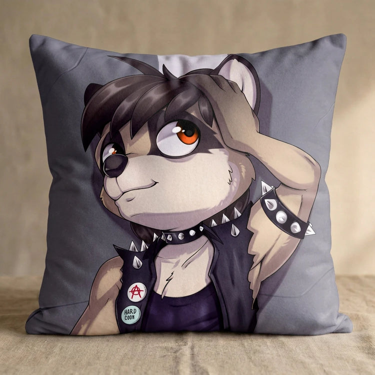 Joseph the Raccoon Male Head Pillow Cover front square pillow mockup