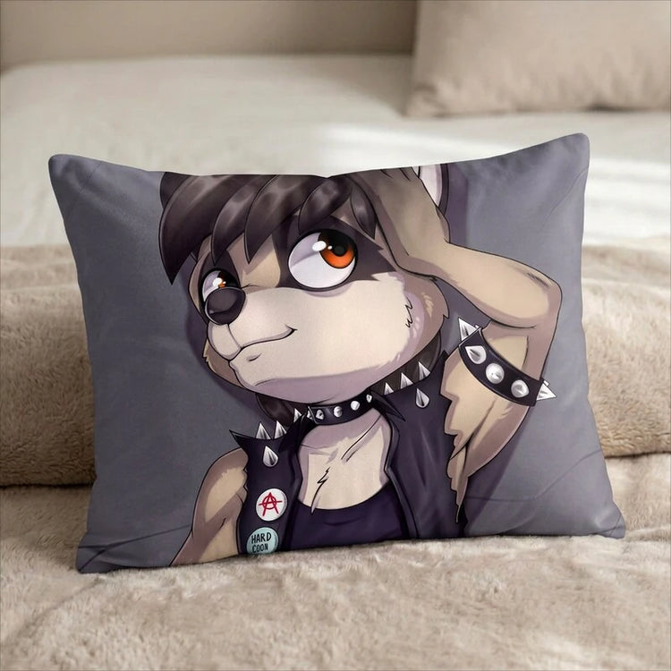 Joseph the Raccoon Male Head Pillow Cover front US standard pillow mockup