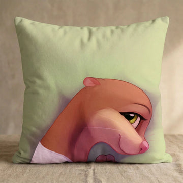 Kelpily the Otter Female Head Pillow Cover back square pillow mockup