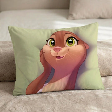 Kelpily the Otter Female Head Pillow Cover front US standard pillow mockup