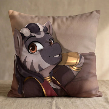 Kizya the Zebra Male Head Pillow Cover back square pillow mockup