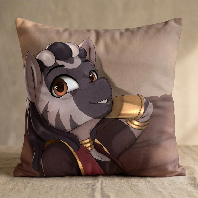 Kizya the Zebra Male Head Pillow Cover back square pillow mockup