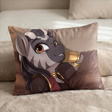 Kizya the Zebra Male Head Pillow Cover back US standard pillow mockup