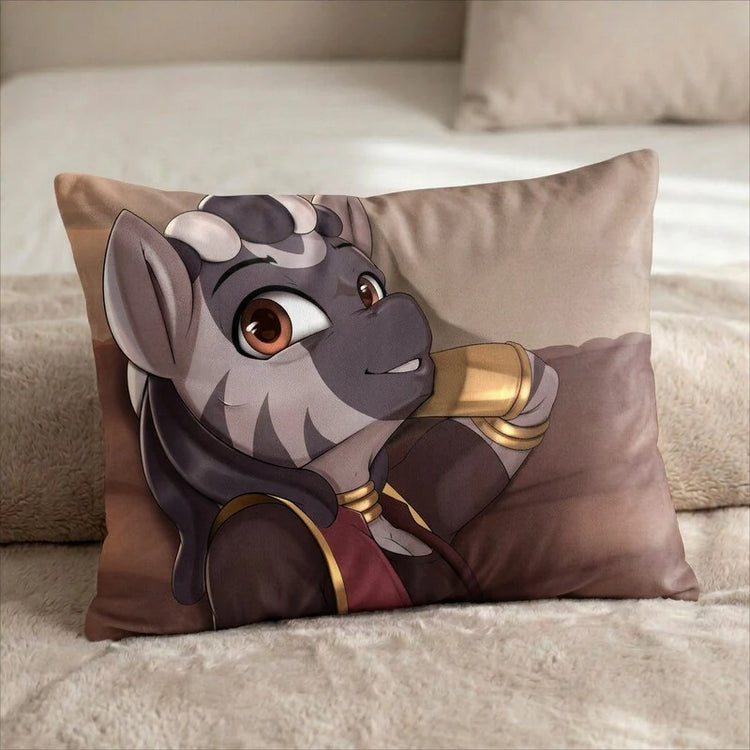 Kizya the Zebra Male Head Pillow Cover back US standard pillow mockup