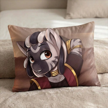 Kizya the Zebra Male Head Pillow Cover front US standard pillow mockup