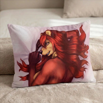 Leila the Bear Female Head Pillow Cover back US standard pillow mockup