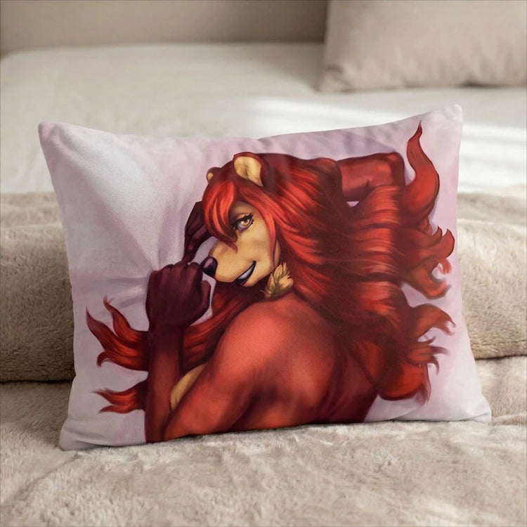 Leila the Bear Female Head Pillow Cover back US standard pillow mockup