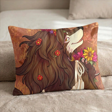Louise the Wolf Female Head Pillow Cover back US standard pillow mockup