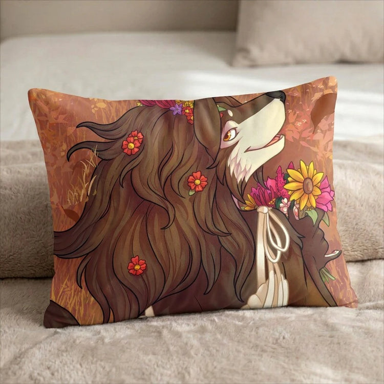Louise the Wolf Female Head Pillow Cover back US standard pillow mockup