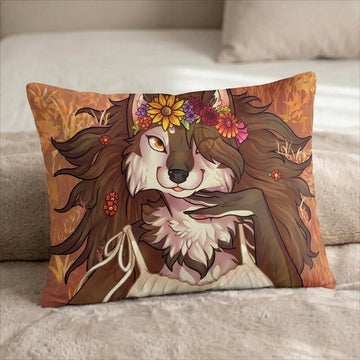 Louise the Wolf Female Head Pillow Cover front US standard pillow mockup