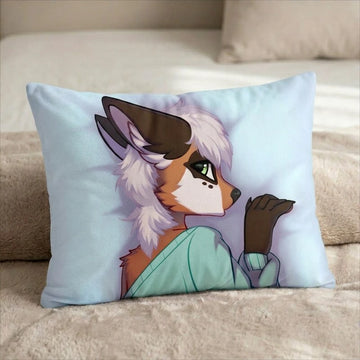 Luca Femboy Fox Male Head Pillow Cover back US standard pillow mockup
