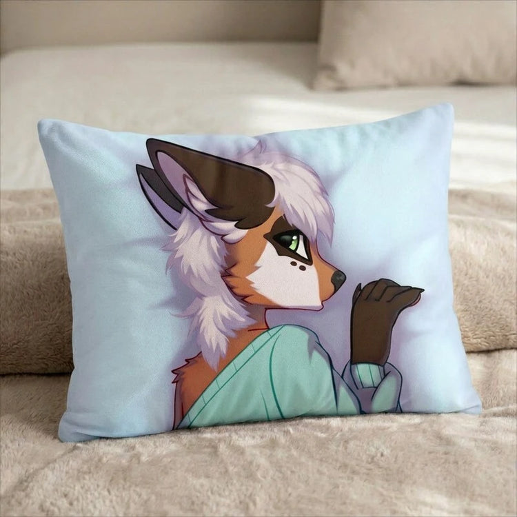 Luca Femboy Fox Male Head Pillow Cover back US standard pillow mockup