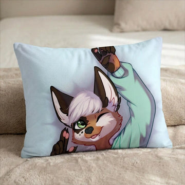 Luca Femboy Fox Male Head Pillow Cover front US standard pillow mockup