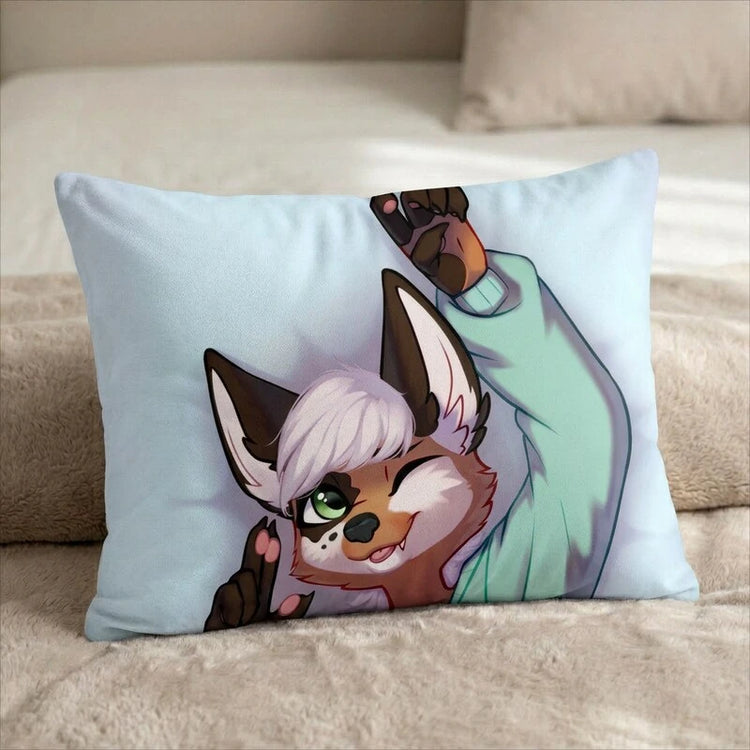Luca Femboy Fox Male Head Pillow Cover front US standard pillow mockup
