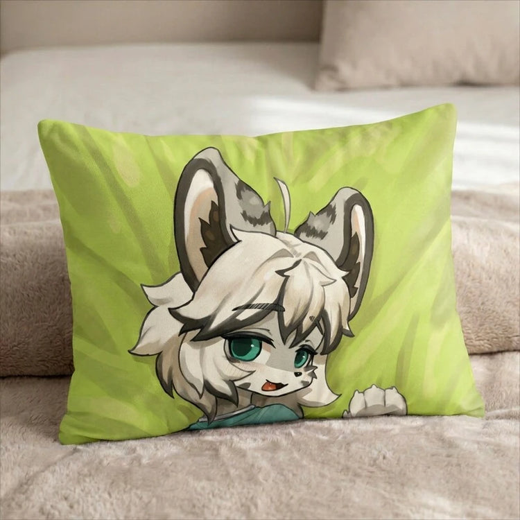 Lumi the Snow Leopard Male Head Pillow Cover back US standard pillow mockup