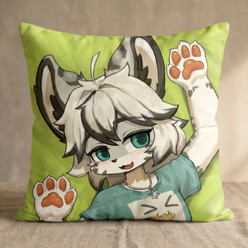 Lumi the Snow Leopard Male Head Pillow Cover front square pillow mockup