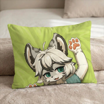 Lumi the Snow Leopard Male Head Pillow Cover front US standard pillow mockup