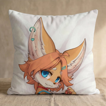Mangolin the Fox Female Head Pillow Cover back square pillow mockup
