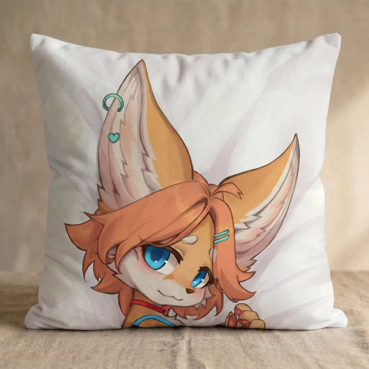 Mangolin the Fox Female Head Pillow Cover back square pillow mockup