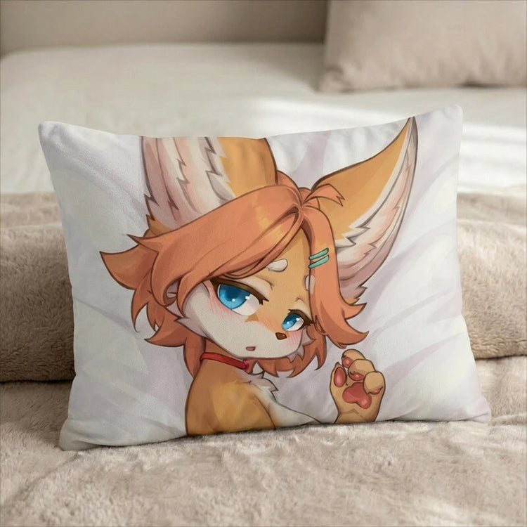 Mangolin the Fox Female Head Pillow Cover back US standard pillow mockup