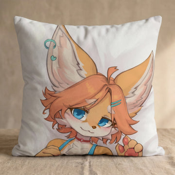 Mangolin the Fox Female Head Pillow Cover front square pillow mockup