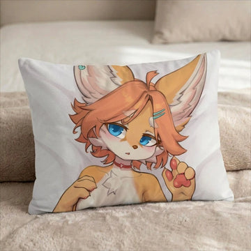 Mangolin the Fox Female Head Pillow Cover front US standard pillow mockup