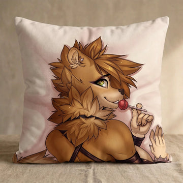 Maxine the Wolf Female Head Pillow Cover back square pillow mockup