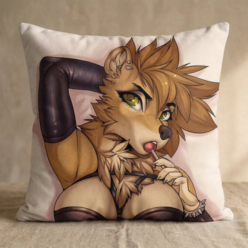 Maxine the Wolf Female Head Pillow Cover front square pillow mockup
