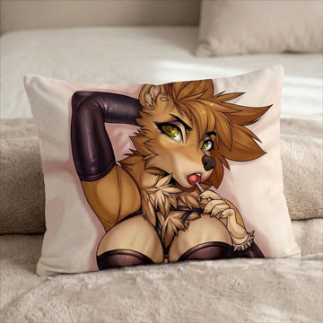 Maxine the Wolf Female Head Pillow Cover front US standard pillow mockup