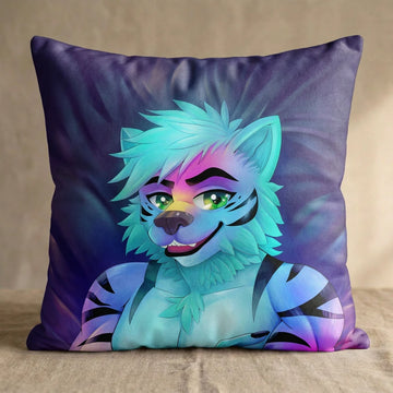 Michael the Tiger Male Head Pillow Cover back square pillow mockup