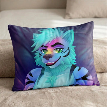 Michael the Tiger Male Head Pillow Cover back US standard pillow mockup