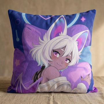 Mira the Bat Female Head Pillow Cover back square pillow mockup