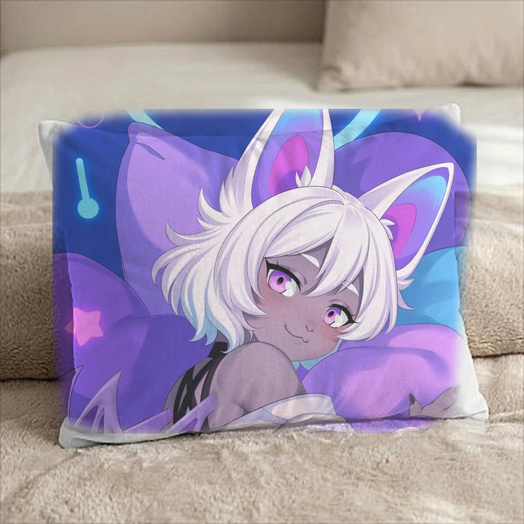 Mira the Bat Female Head Pillow Cover back US standard pillow mockup