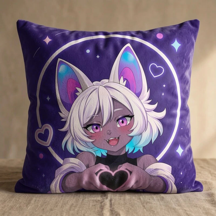 Mira the Bat Female Head Pillow Cover front square pillow mockup