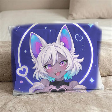 Mira the Bat Female Head Pillow Cover front US standard pillow mockup