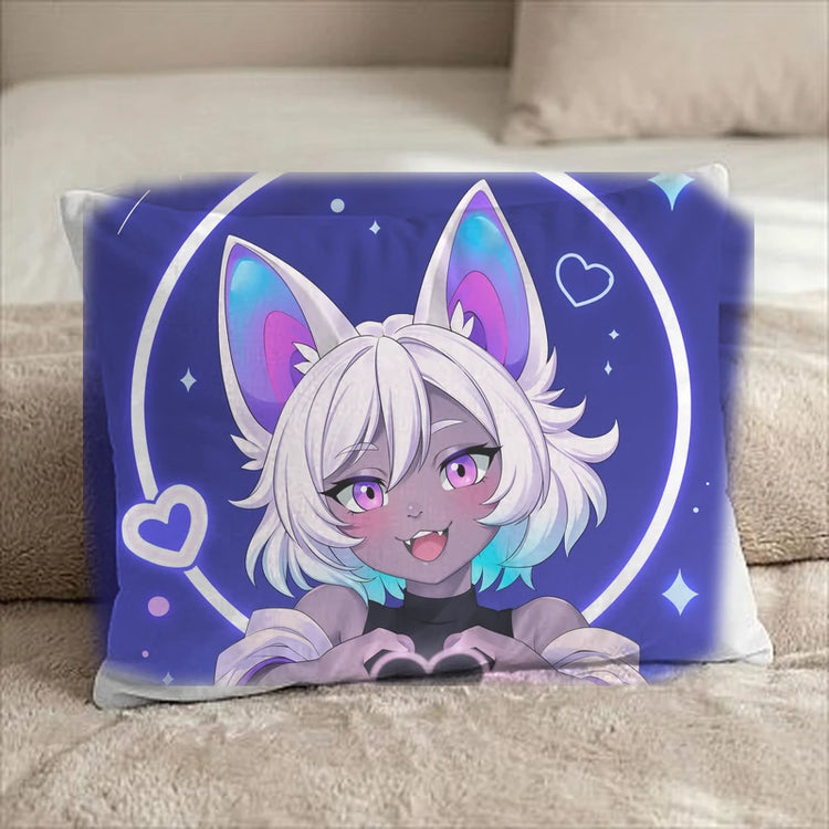 Mira the Bat Female Head Pillow Cover front US standard pillow mockup