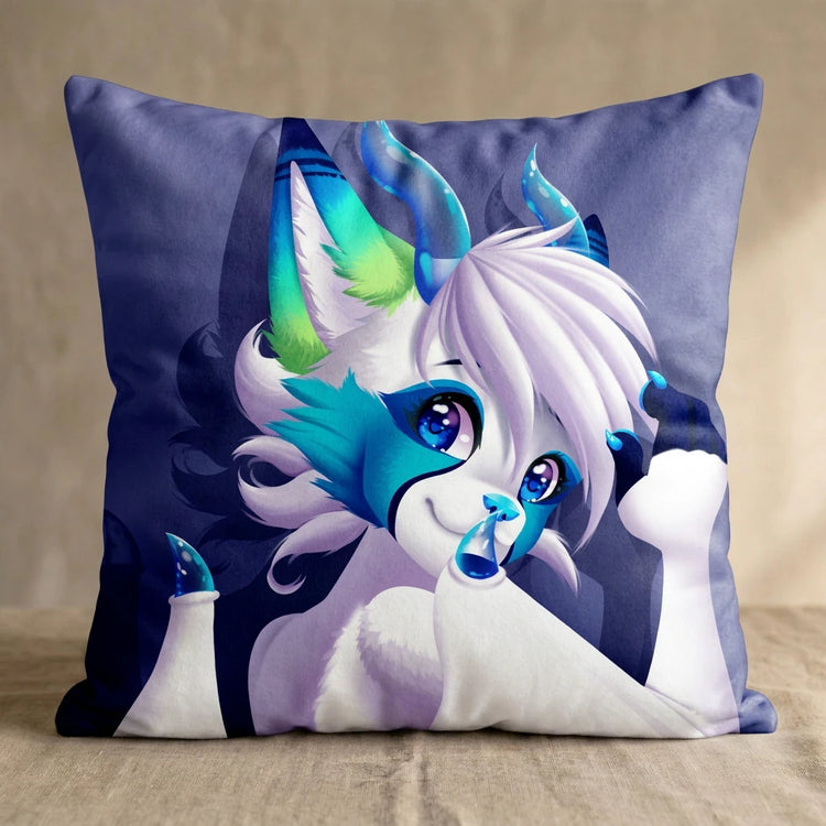 Nithe the Dragon Female Head Pillow Cover back square pillow mockup