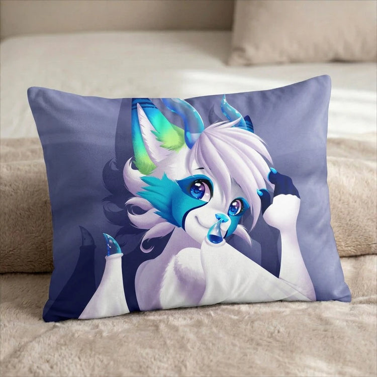Nithe the Dragon Female Head Pillow Cover back US standard pillow mockup