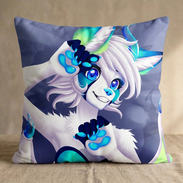 Nithe the Dragon Female Head Pillow Cover front square pillow mockup