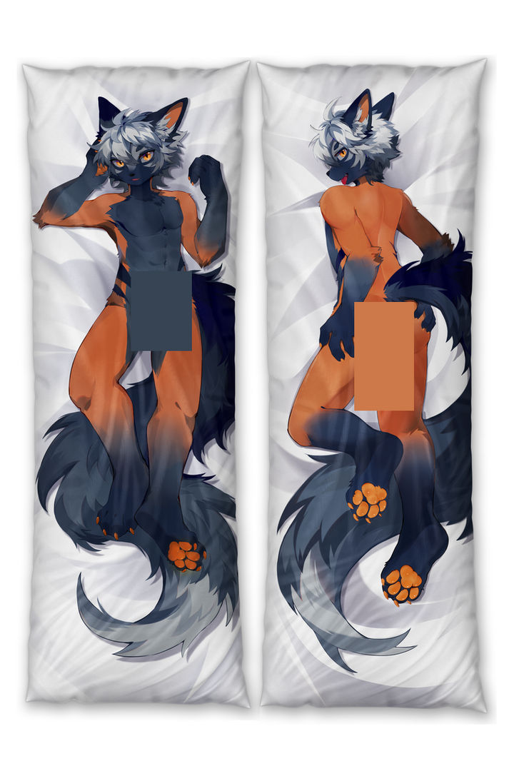 Furry Daki Draven - Art by AQianr - The rare orange and black Fox boy Dakimakura Furry Body Pillow Cover