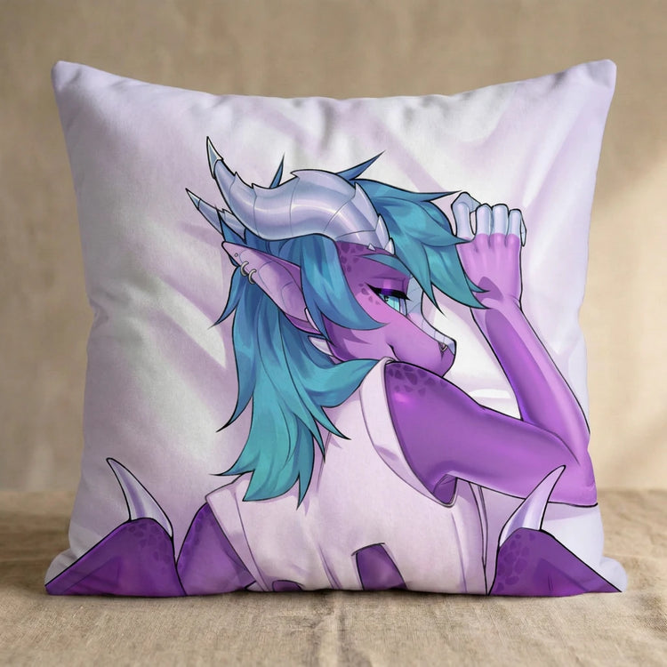 Nyxiris the Dragon Male Head Pillow Cover back square pillow mockup