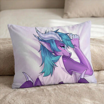 Nyxiris the Dragon Male Head Pillow Cover back US standard pillow mockup